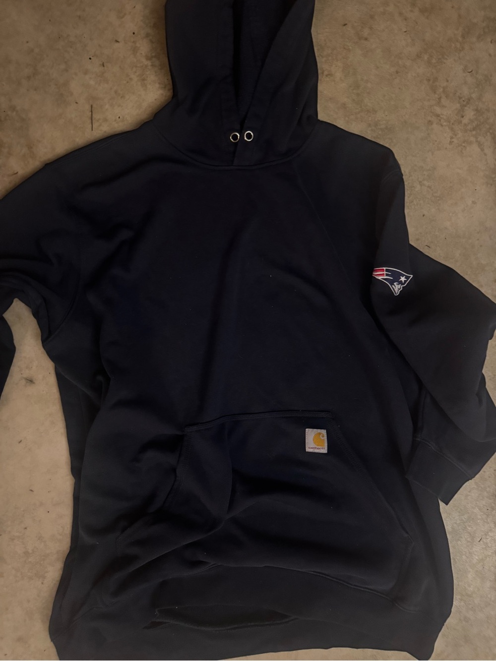 Carhartt Black Men’s Hooded Sweatshirt with Patriots Sleeve Logo